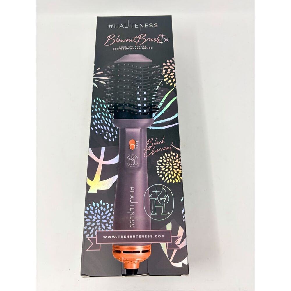NWT Hauteness Premium Travel 4 in One Blowout Brush Hair Dryer Black Charcoal